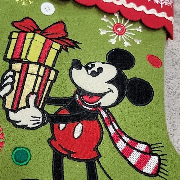 Mickey Mouse Stocking Green Felt Disney Store Retired Embroidered Christmas - Picture 5 of 7